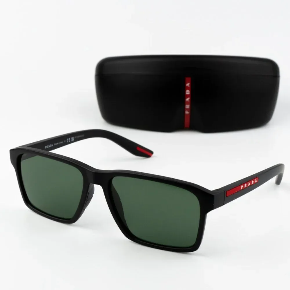 NEW Prada Linea Rossa PS05YS DG006U Black Rubber Tuning Green Rectangle Unisex